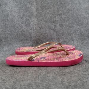 Wallflower Shoes Girls 5 Sandals Flip Flops Casual Slip On Pink Paisley Flat Kid